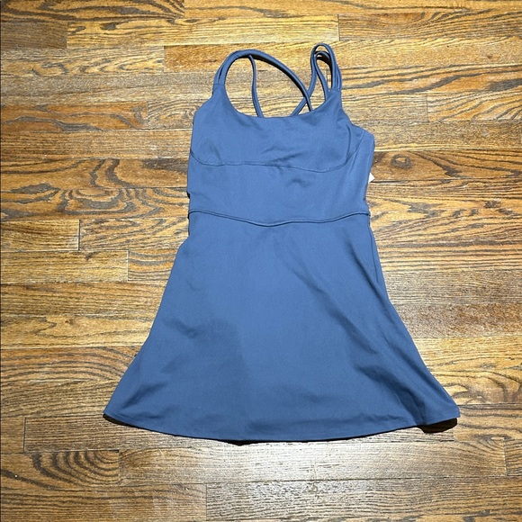 SO Tops - Blue Strappy Active Tank Dress : Bodysuit built in shorts & pocket